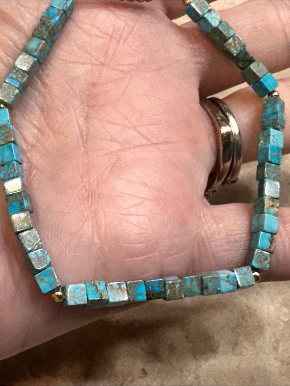 Turquoise Cube Bead adjustable Bracelet